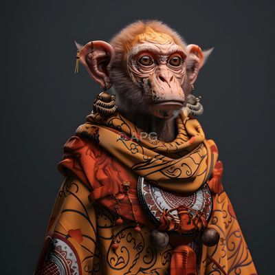 KI-generiertes Porträt eines Affen in traditioneller Tracht